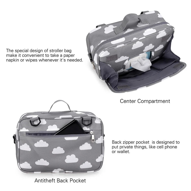 Featured of TravelTote™ Multifunctional Nursing Diaper Bag - Waterproof and portable stroller bag for moms.