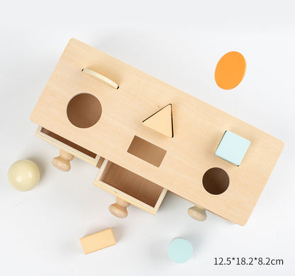 Montessori Color Sensory Toy Set - Spinning Drum, Coin Box, Permanent Box, Round Rectangular Box measurement 3