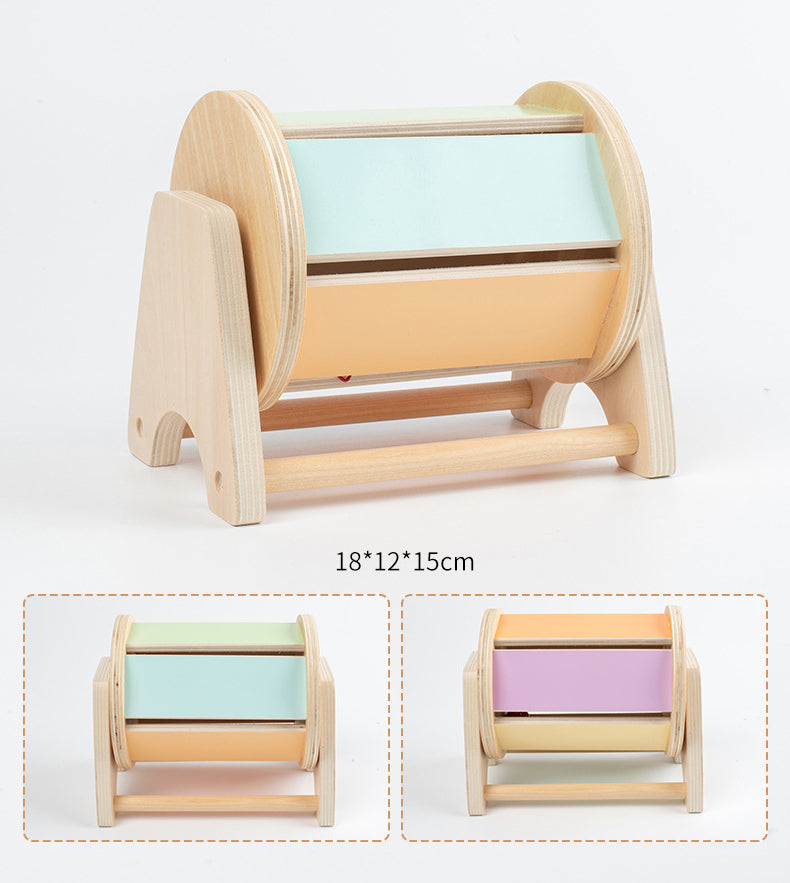Montessori Color Sensory Toy Set - Spinning Drum, Coin Box, Permanent Box, Round Rectangular Box measurement 5