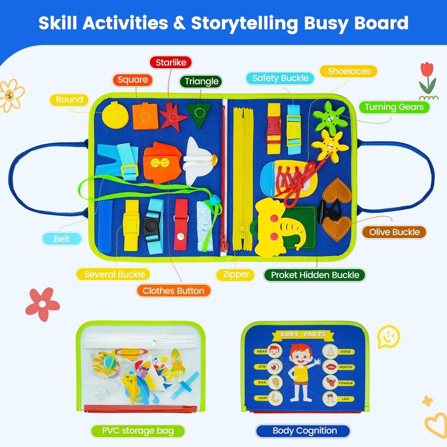 Montessori Busy Board™ for Toddlers - Sensory Learning & Motor Skills Toy