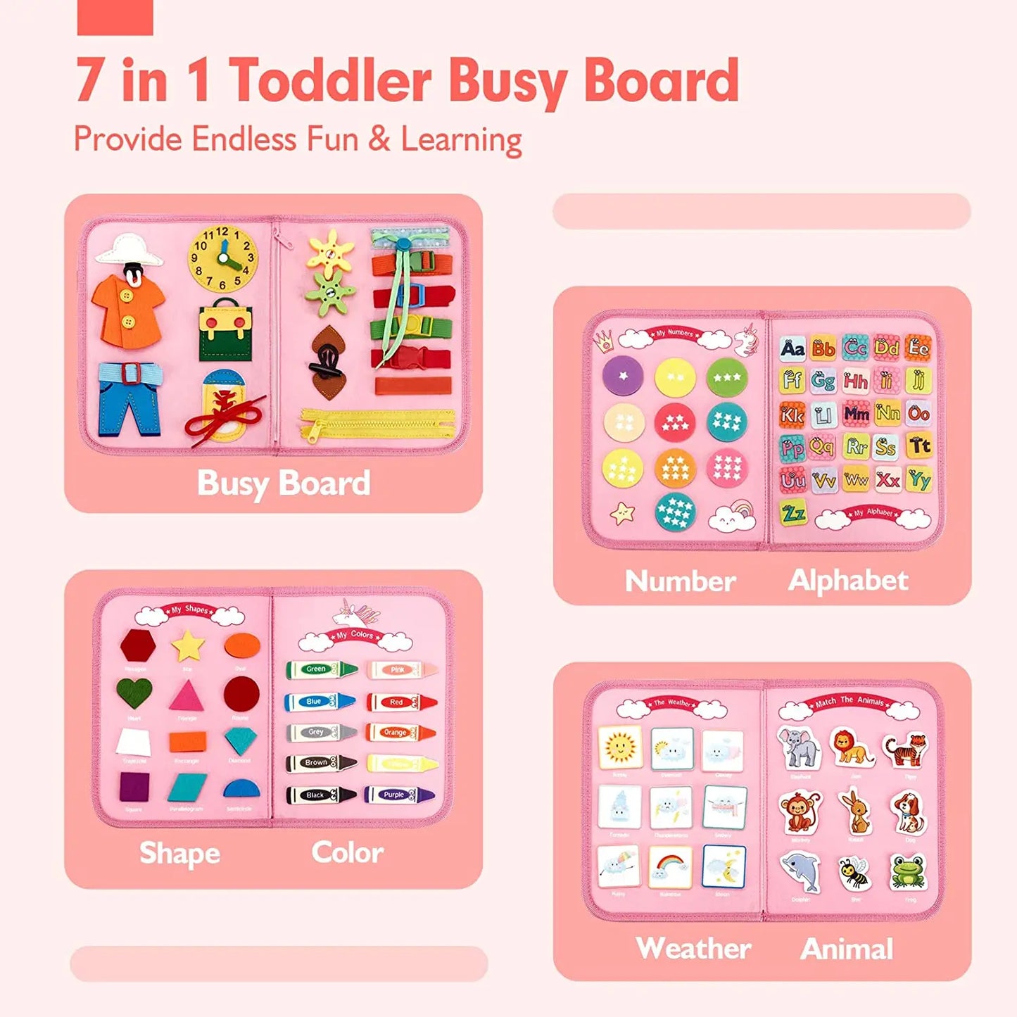 Montessori Busy Board - Close-up of Sensory Activities