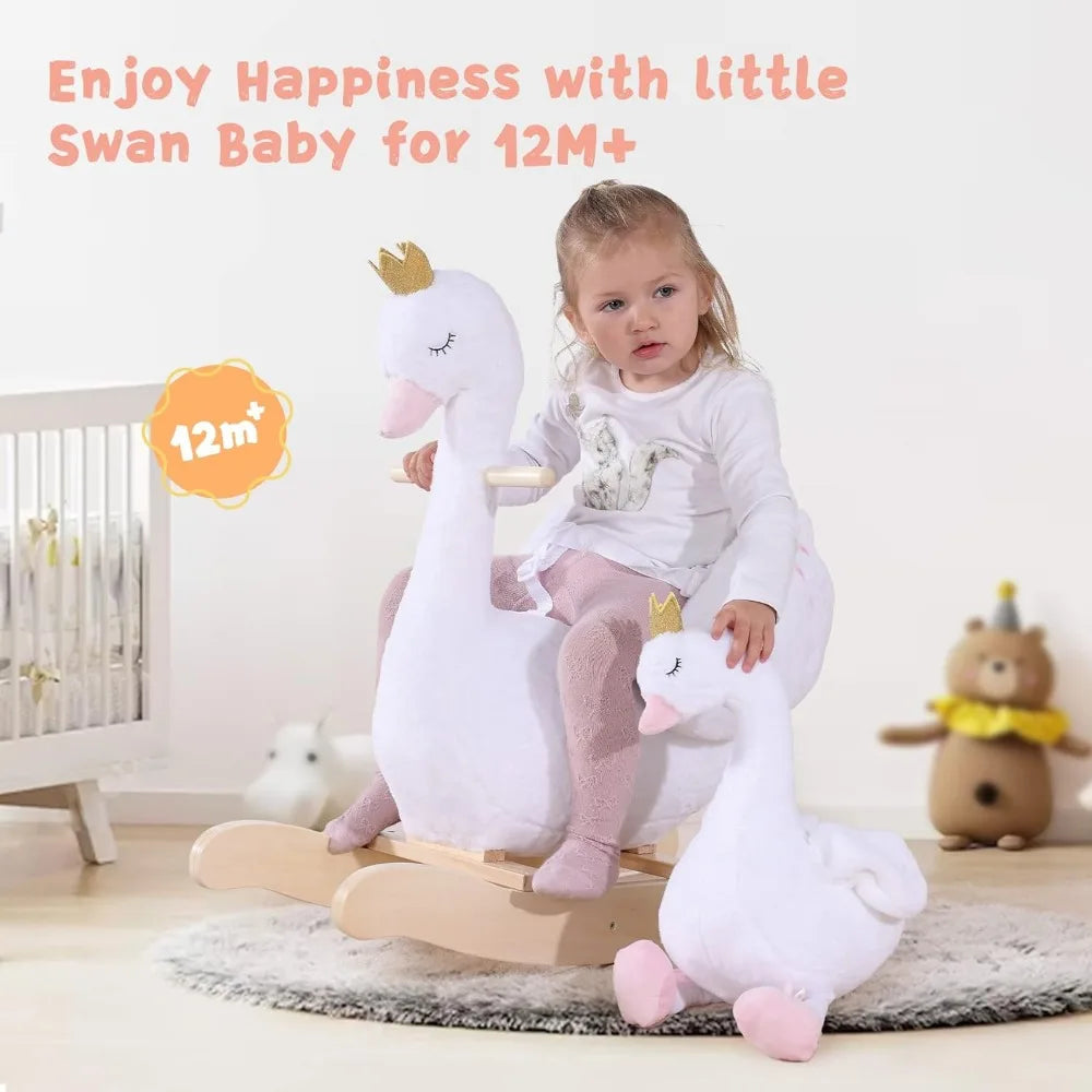 EleganSwan™ Plush Animal Rocker – Safe & Fun Rocking Swan for Kids
