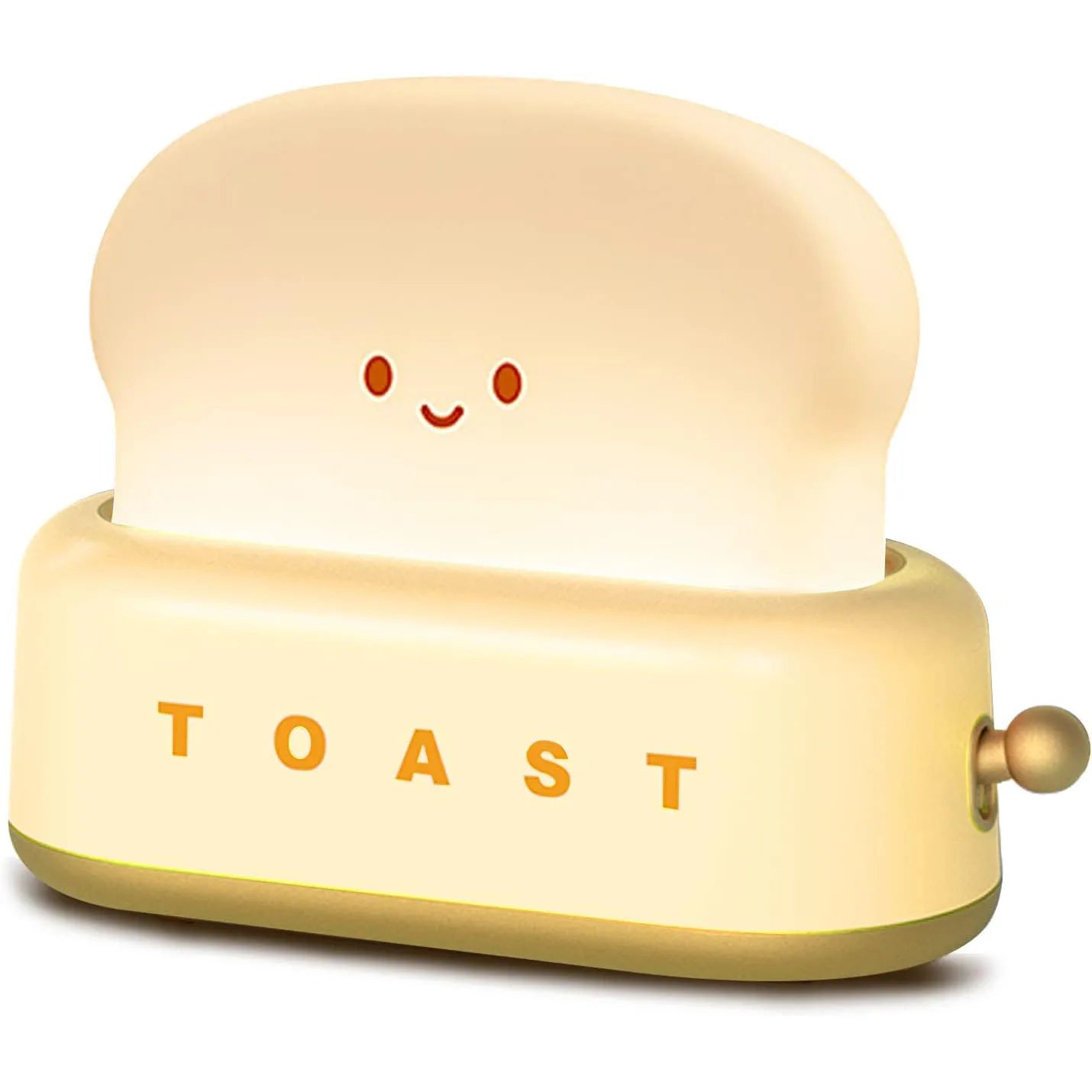 yellow variation of Toasty Toasty Lamp™ - Cute Toast Cartoon LED Night Light for Kids with Adjustable Brightness, Timer Function, and Portable Design