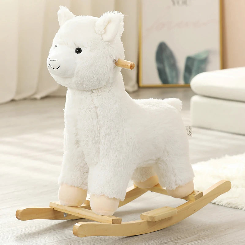 WhimsiRock™ Plush Animal Rocker: A super soft and huggable Plush Animal Rocker designed for toddlers aged 1-5, with solid wood handles and hypoallergenic filling. Perfect for imaginative play and safe, gentle rocking - cute bear