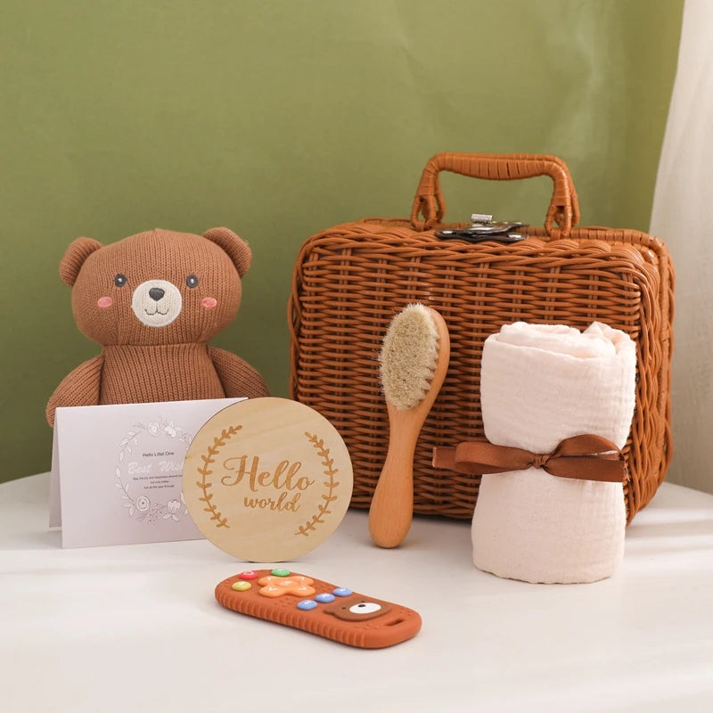 Exquisite Baby Bath Toy & Photography Gift Set - beige with card