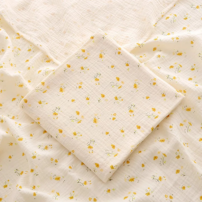 yellow flower variant of LittleBlossom™ Muslin Swaddle Wrap - Premium Quality Cotton Swaddling Blanket for Babies