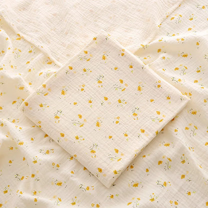 yellow flower variant of LittleBlossom™ Muslin Swaddle Wrap - Premium Quality Cotton Swaddling Blanket for Babies