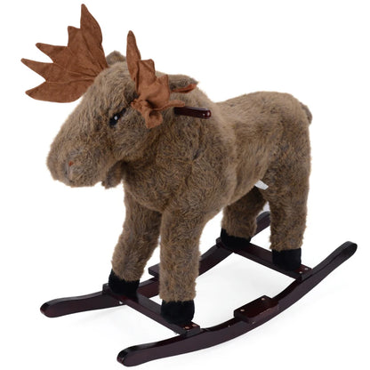 WhimsiRock™ Plush Animal Rocker: A super soft and huggable Plush Animal Rocker designed for toddlers aged 1-5, with solid wood handles and hypoallergenic filling. Perfect for imaginative play and safe, gentle rocking - cute moose