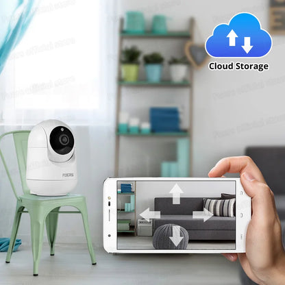ample cloud storage on BabyWatch™ HD Wireless IP Baby Monitor with automatic tracking and two-way audio
