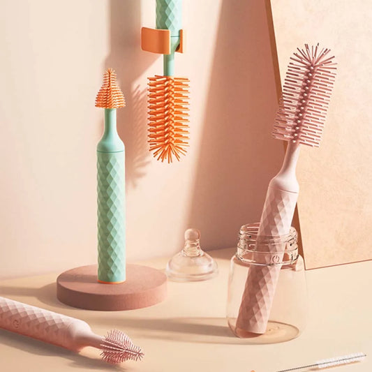 CleanEase™ Electric Silicone Bottle Brush Set with 360-Degree Rotating Bristles and 1200mAh Lithium Battery