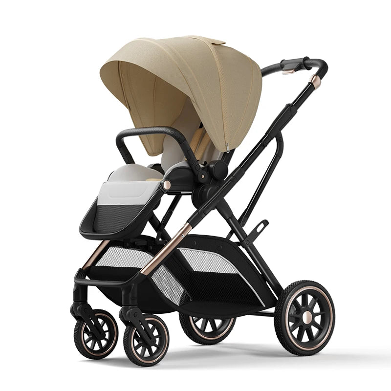 LuxView™ Ergonomic High View Baby Stroller in Golden Khaki