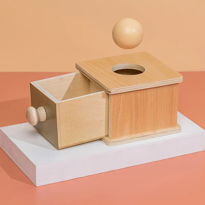 1 set of Montessori Color Sensory Toy Set - Spinning Drum, Coin Box, Permanent Box, Round Rectangular Box