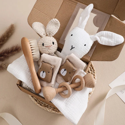Premium Baby Bath & Comfort Gift Set - WHITE RABBIT IN A BOX