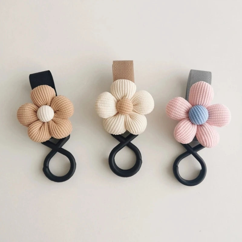 3 DIFFERENT BloomLoop™ Baby Stroller Hook - Versatile stroller accessory with a small flower pattern for extra storage.