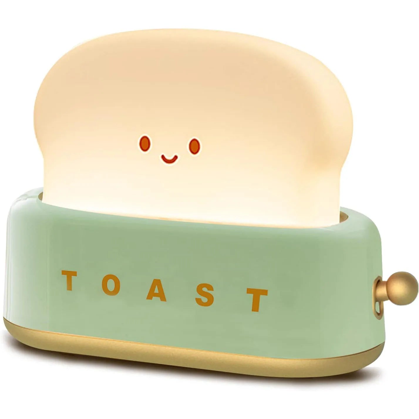 green variation of Toasty Toasty Lamp™ - Cute Toast Cartoon LED Night Light for Kids with Adjustable Brightness, Timer Function, and Portable Design
