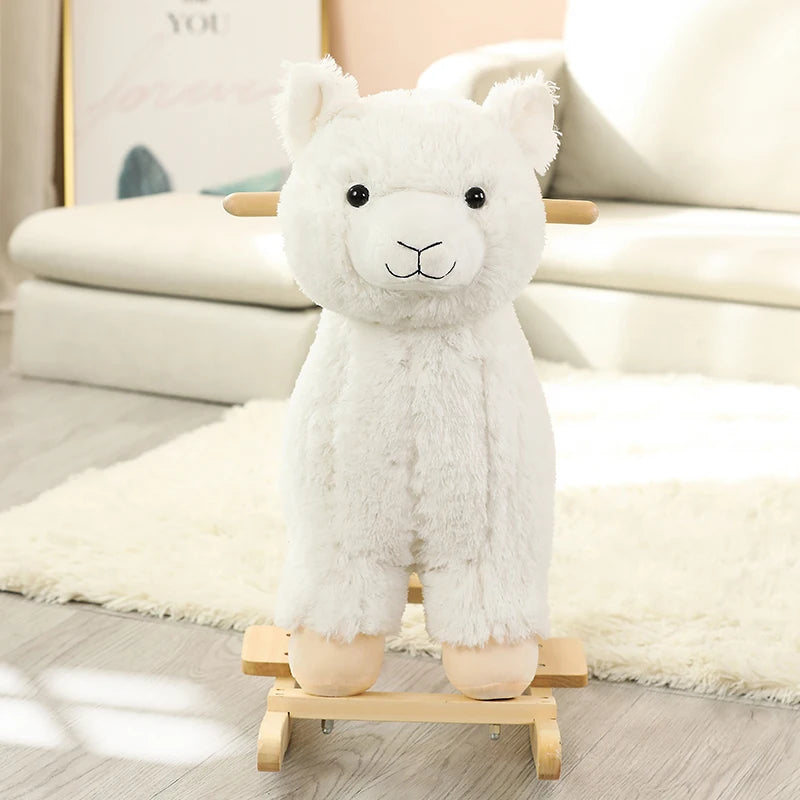 WhimsiRock™ Plush Animal Rocker: A super soft and huggable Plush Animal Rocker designed for toddlers aged 1-5, with solid wood handles and hypoallergenic filling. Perfect for imaginative play and safe, gentle rocking - cute bear