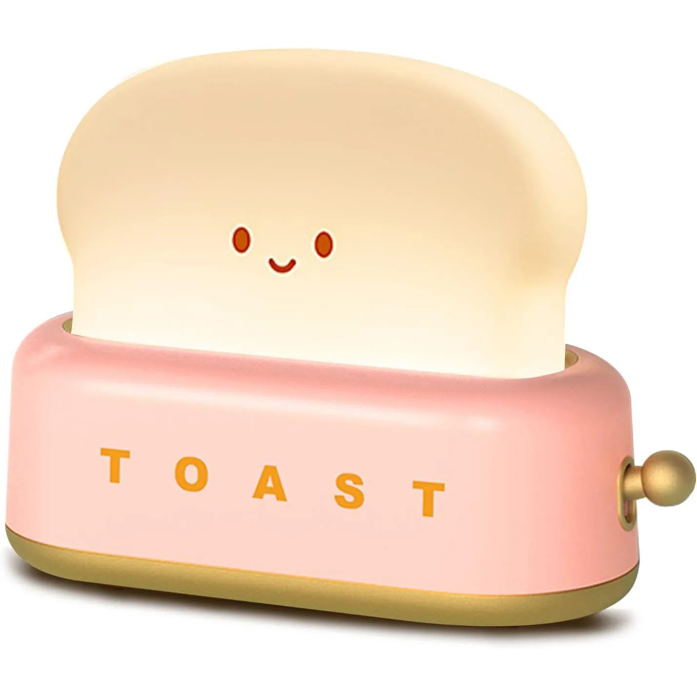 pink variation of Toasty Toasty Lamp™ - Cute Toast Cartoon LED Night Light for Kids with Adjustable Brightness, Timer Function, and Portable Design