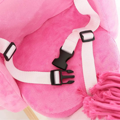 Quality fabric used in Pink Unicorn Plush Animal Rocker for kids - a soft, safe, and premium ride-on toy designed to improve balance and motor skills.