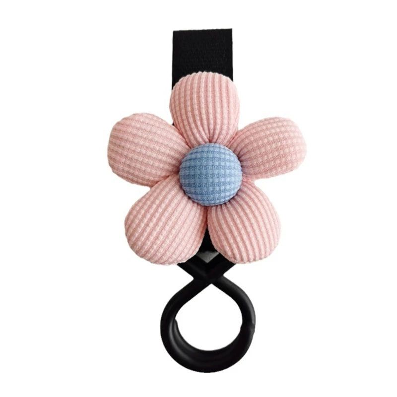 BloomLoop™ Baby Stroller Hook in Baby Pink - Versatile stroller accessory with a small flower pattern for extra storage.